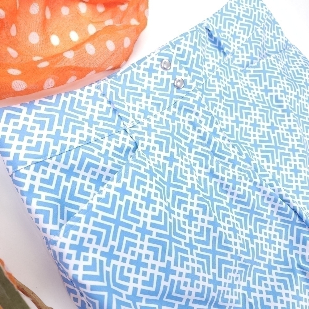 New Adidas Blue White Patterned Golf Shorts Sz 2 - Picture 3 of 10